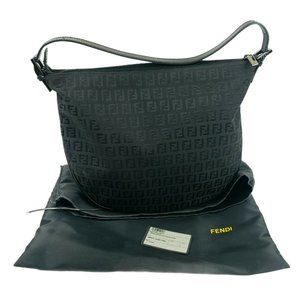 FENDI RARE Vintage Zucchino Black Shoulder Bag